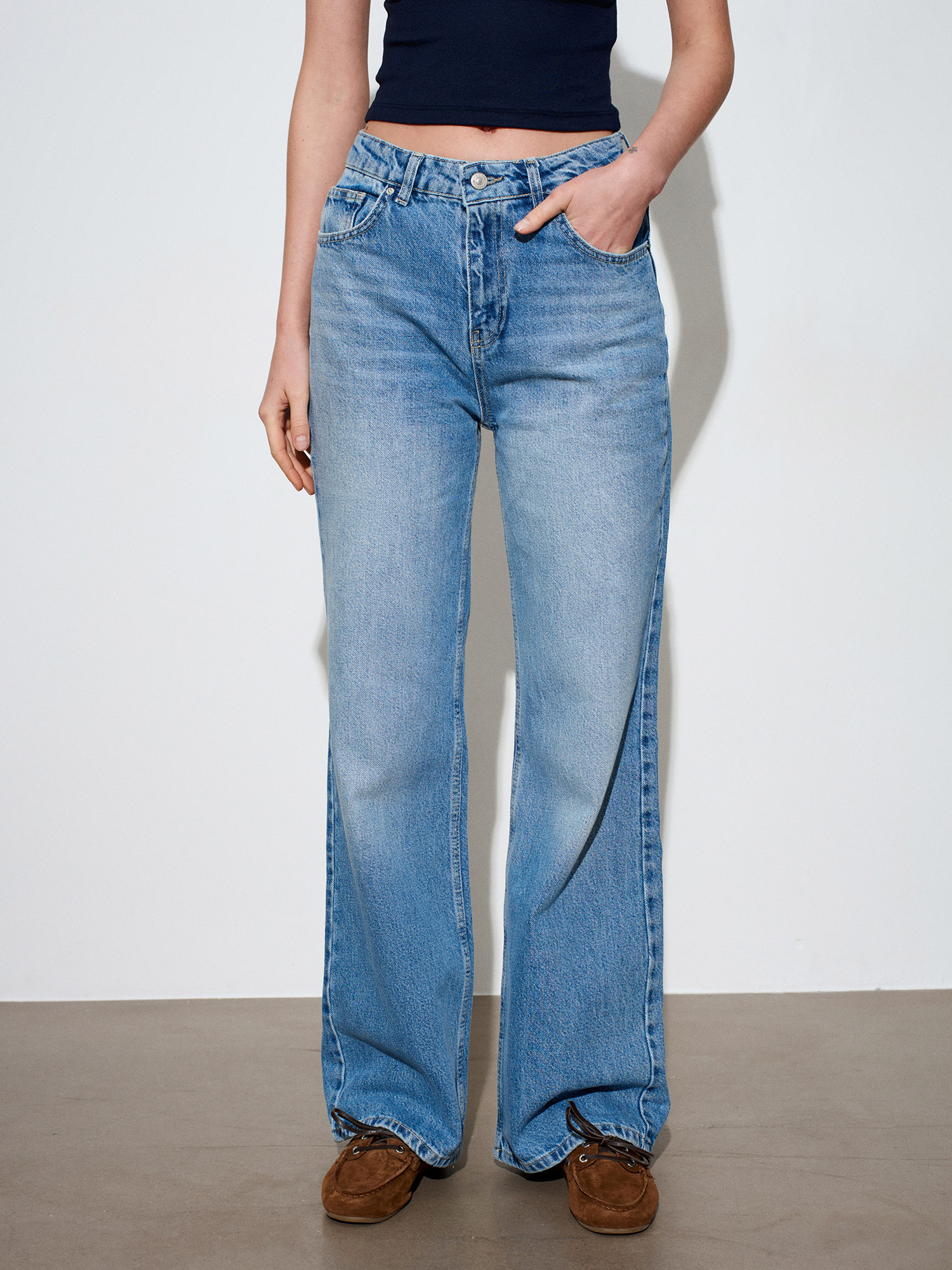 72048 %100 Pamuk Wide Leg Jean