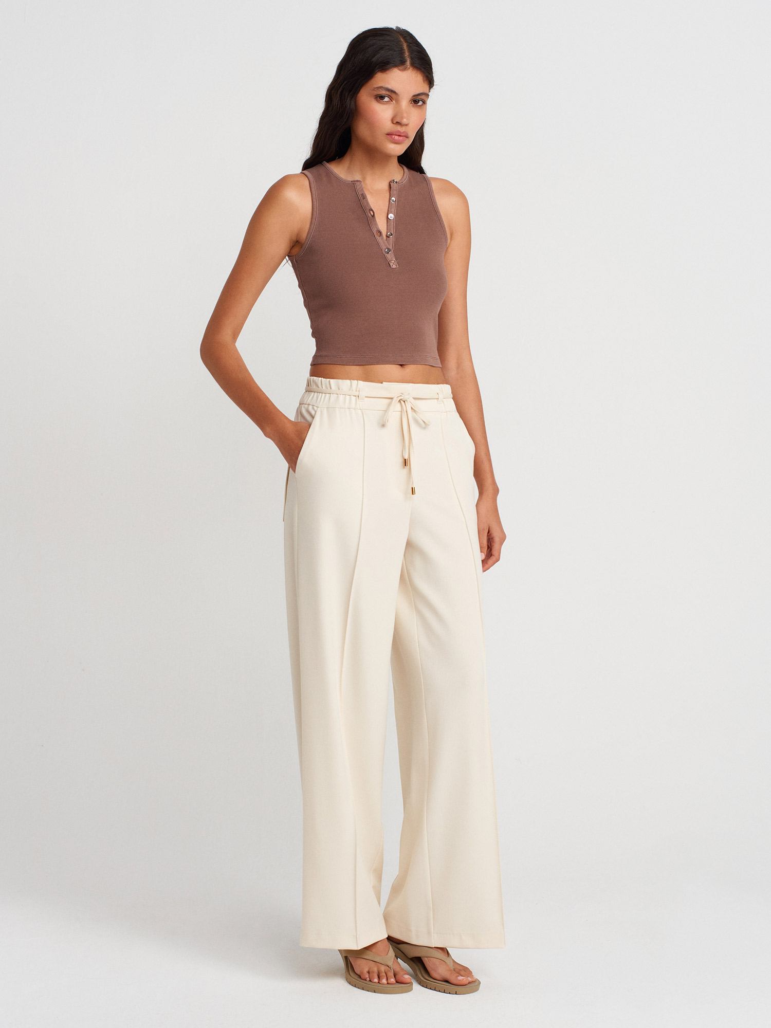 71662 Beli Lastikli Geniş Paça Pantolon