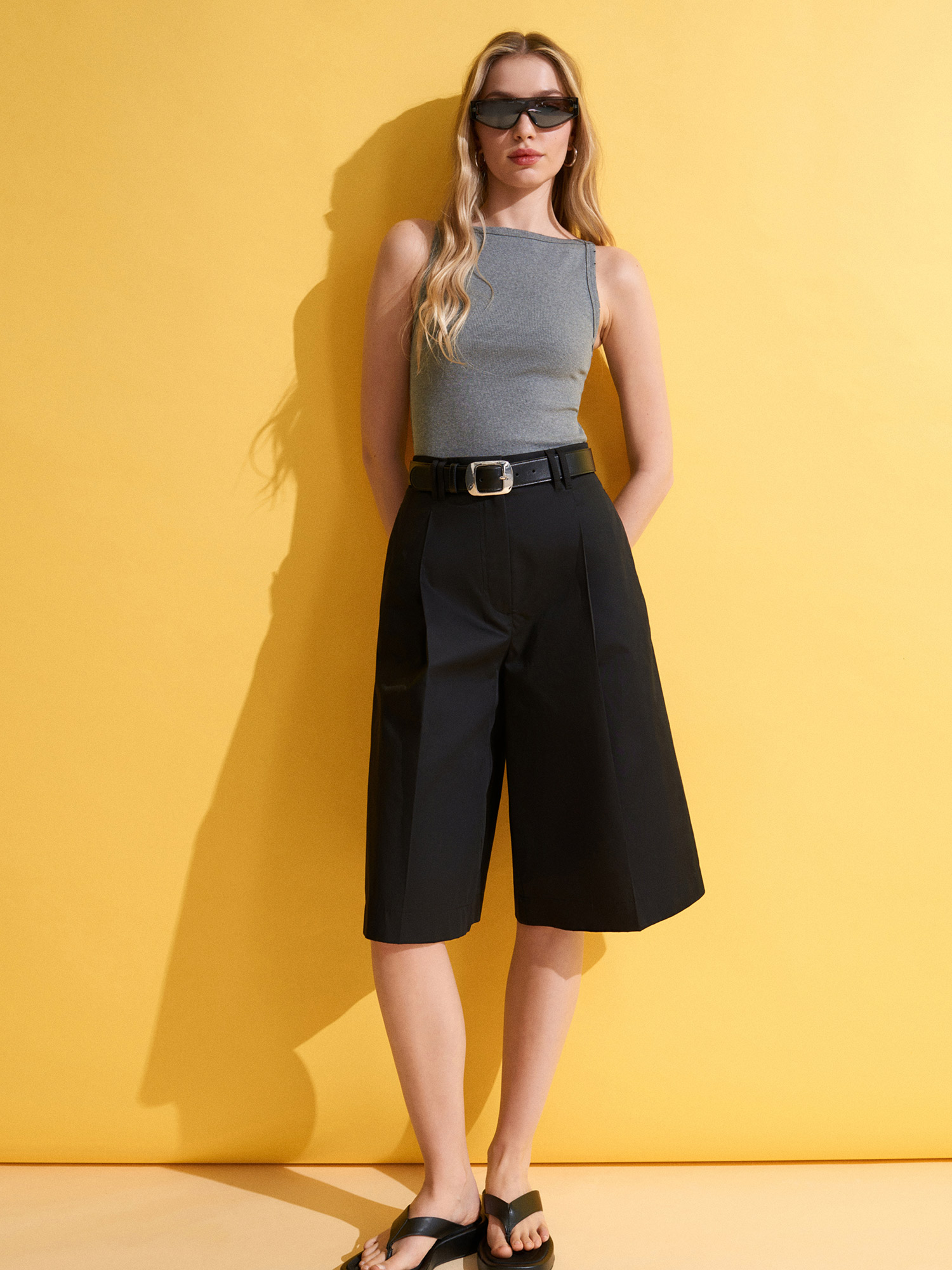 72705 %100 Pamuk Wide Leg Bermuda
