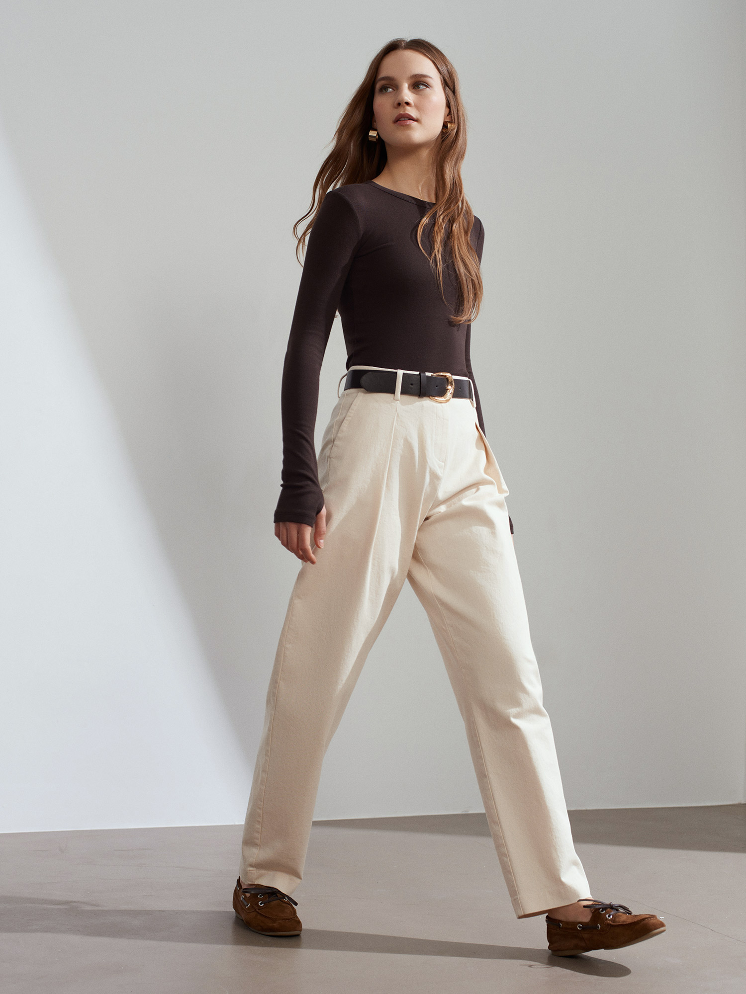 72255 Geniş Paça Kemerli Pantolon