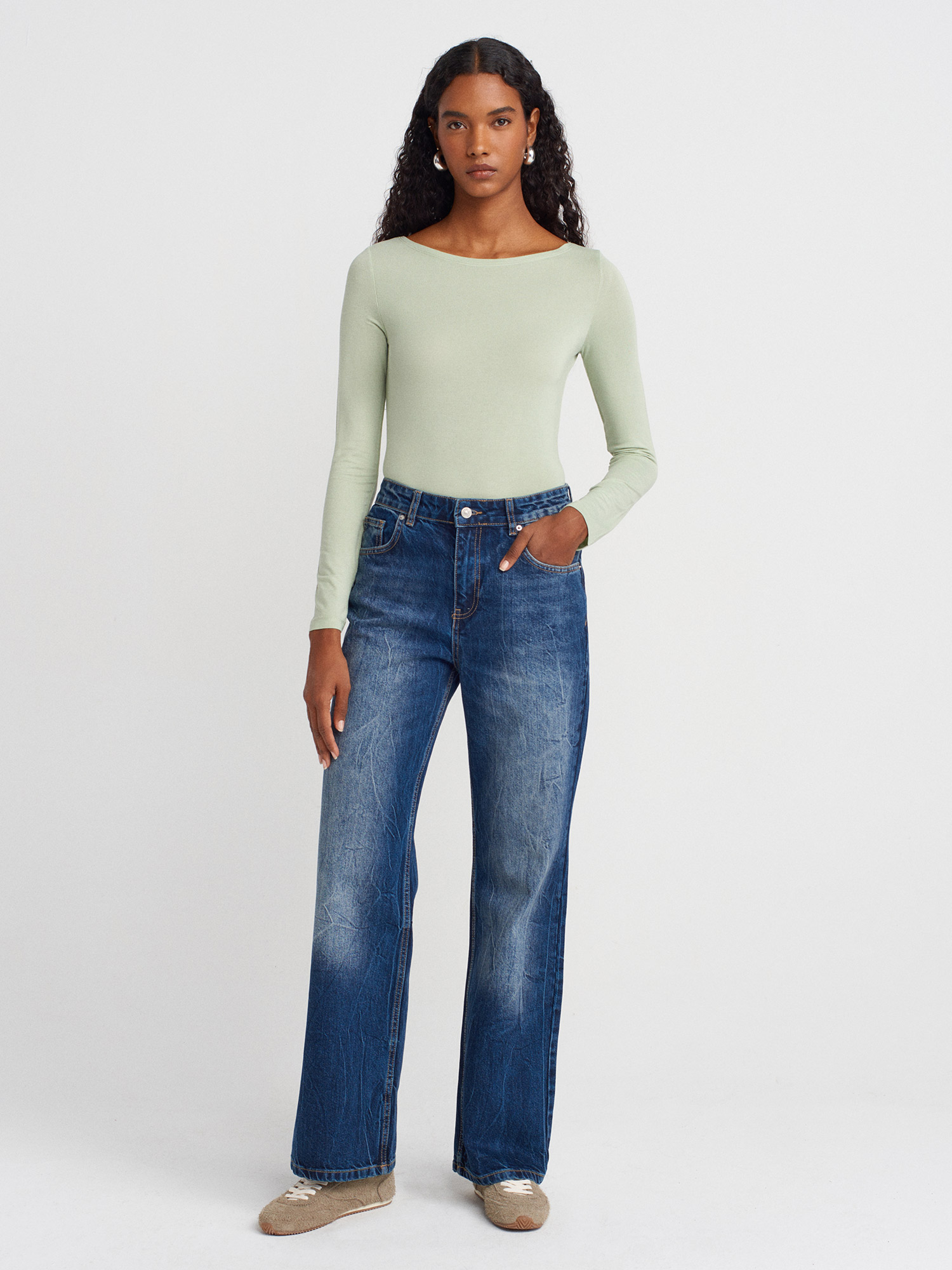 72041 %100 Pamuk File Yıkama Tint Denim Pantolon
